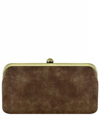 Fashion Kiss Lock Clutch Wallet BP208 BROWN